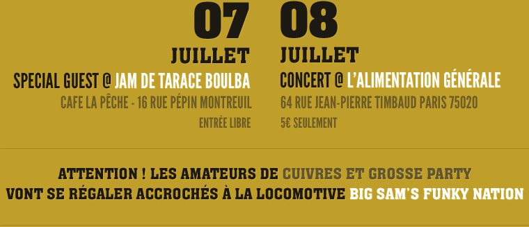 Attention ! les amateurs de cuivres et grosse party vont se régaler accrochés à la locomotive BIG SAM'S FUKY NATION.